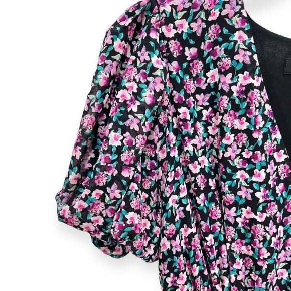 Ever New Melbourne Eleanor Ruched Floral Asymmetric Mini Dress Purple Women's 0 - Picture 6 of 7